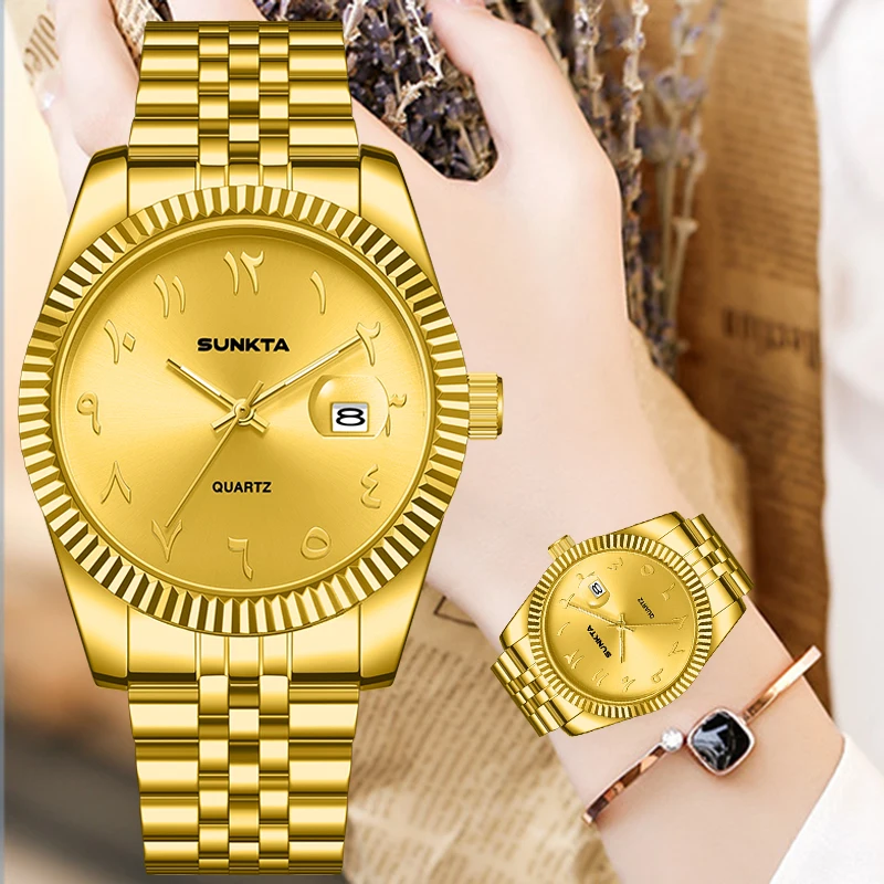 

SUNKTA новые роскошные женские часы модные деловые золотые часы элегантные светящиеся водонепроницаемые женские кварцевые наручные часы с календарем + коробка