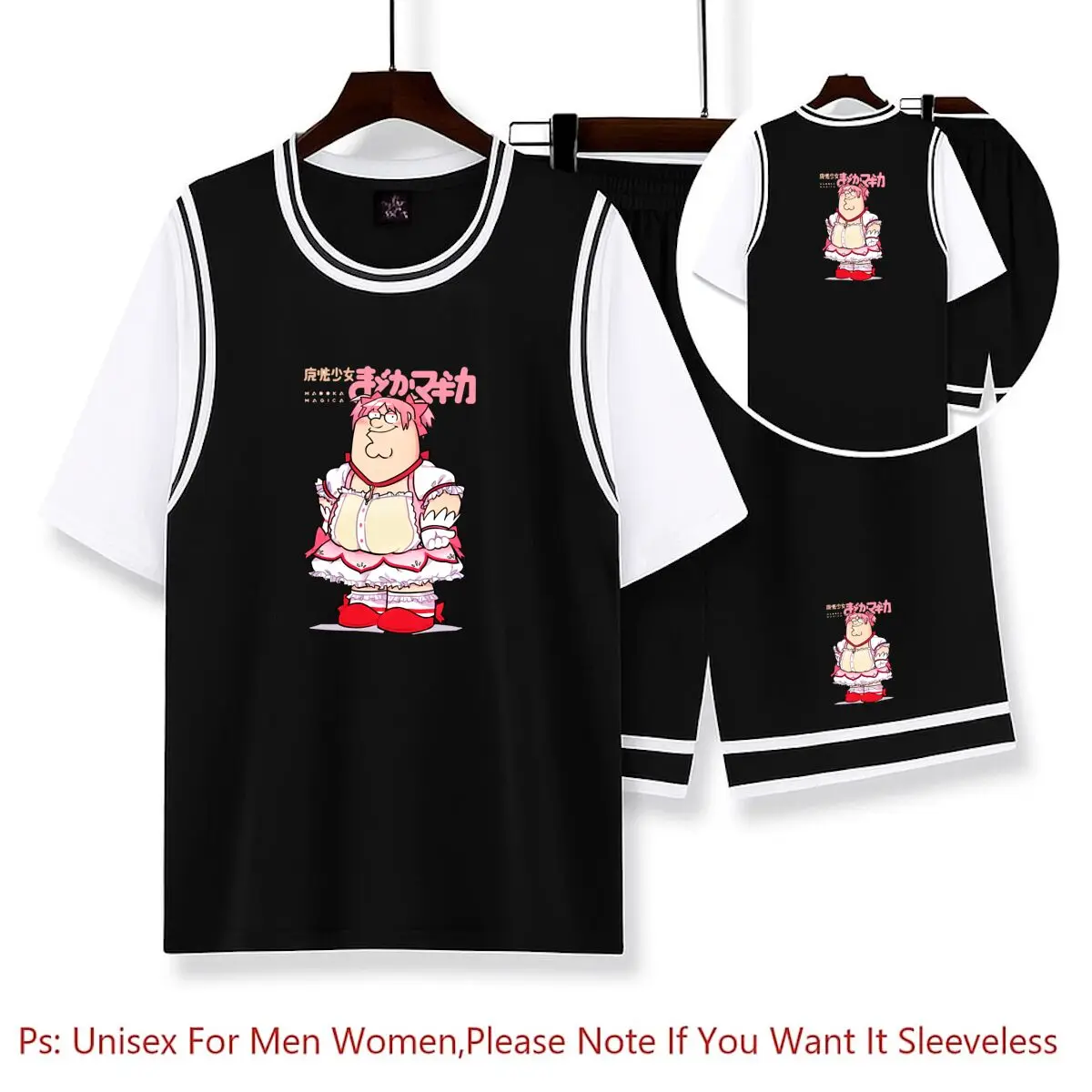 

Funny Magical Girl Classic Puella Magi Madoka Magica Anime Basketball Jersey Sets Clothes Basketball Uniform Quick Dry Tshirts