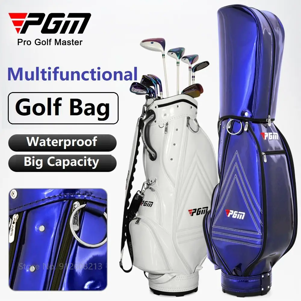 

PGM Waterproof Golf Standard Bag High Capacity Golf Stand Bag Multi-function PU Leather Golfing Ball Bags Can Hold 13-14 Clubs