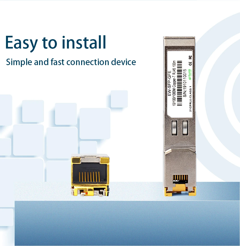Porta Ethernet per modulo in fibra SFP, modulo RJ45 1000BASE-T, connettore switch, rame compatibile con Cisco, Mikrotik, Gigabit