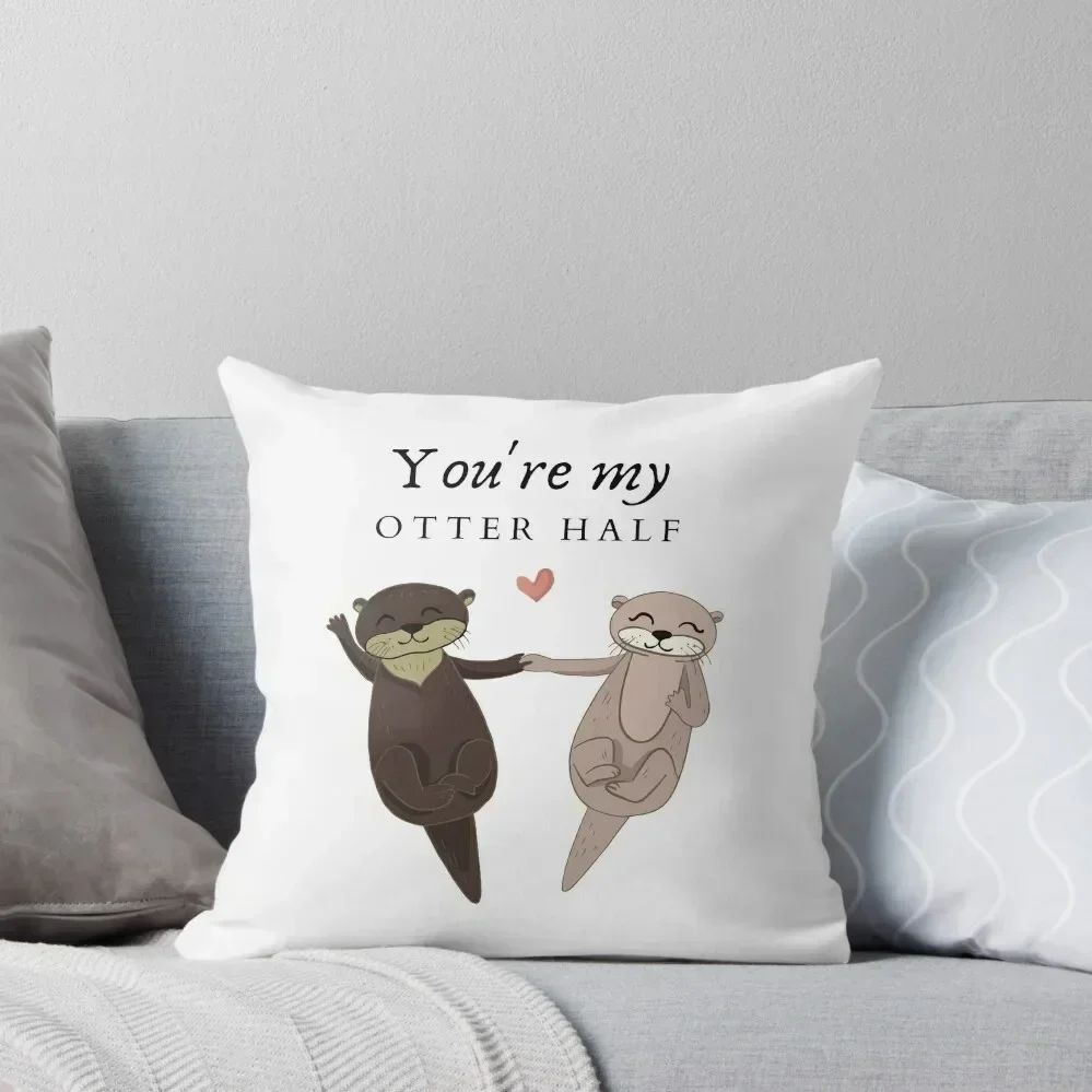 Juste de coussin décorative en marbre, oreiller personnalisé, vous êtes ma moitié de loutre, Kanter Love, cadeau de couple mignon