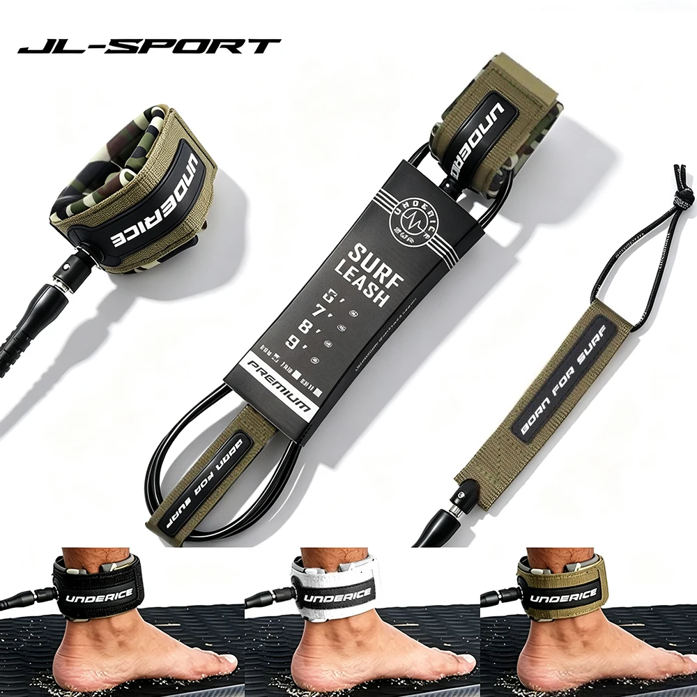 SUP Board 6-9FT Surf Leash Surfboard Leash 7MM Surf Leg Rope TPU Stainless Swivels Inflatable Paddle Board Longboard Foot Rope