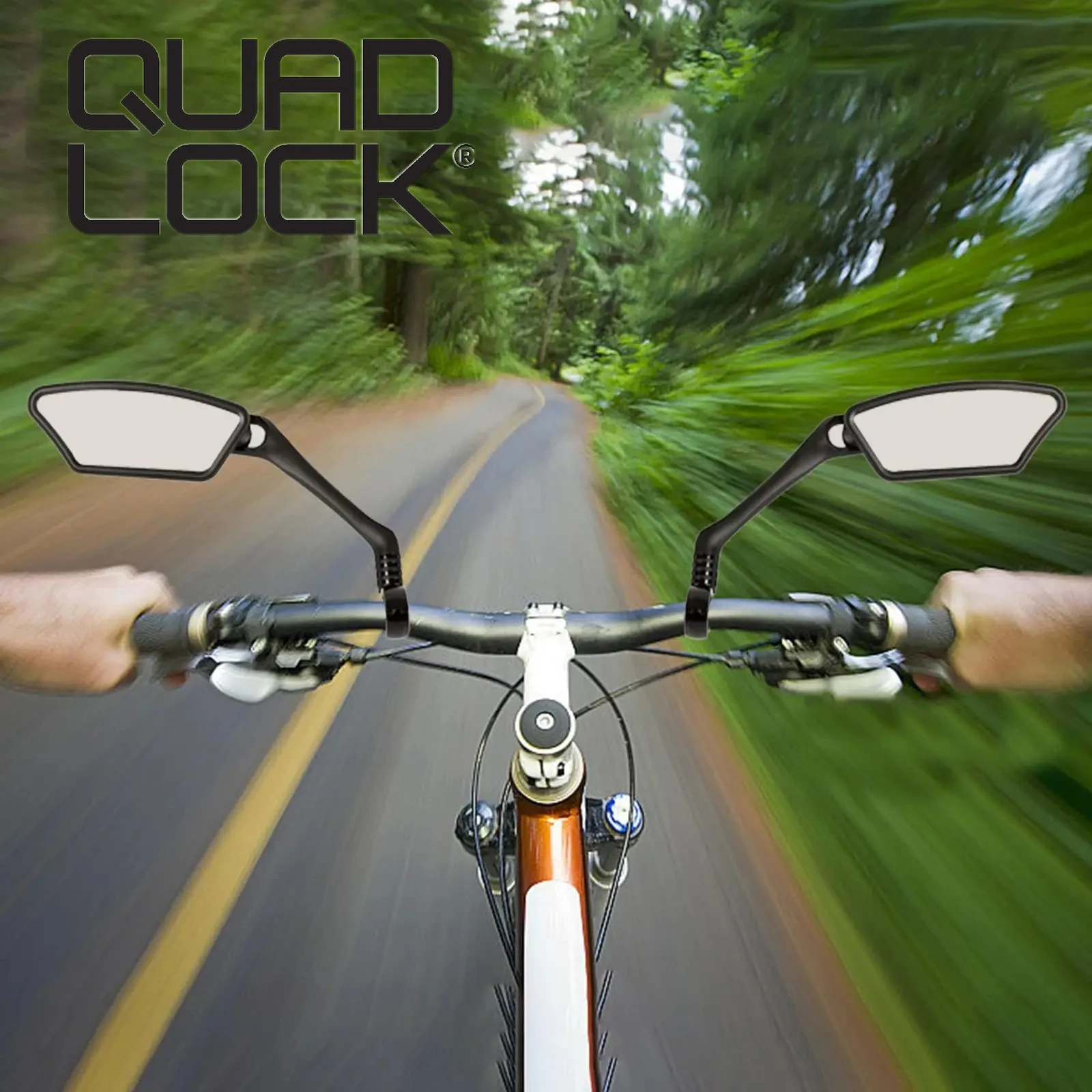 

QUAD LOCK 1 Pair Bike Mirror Impact Resistant Bicycle Rear View Mirror for Motorcycle