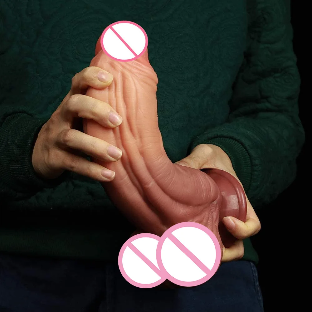 super big and thick realistic full silicone dildo soft skin hard inside penis with suction cup female masturbator huge cock