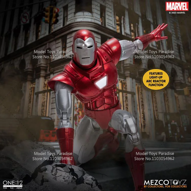 Original Mezco 1/12 Soldier Iron Man Tony Super Hero Silver Centurion Full Set 6inch Collectible Action Figure Model