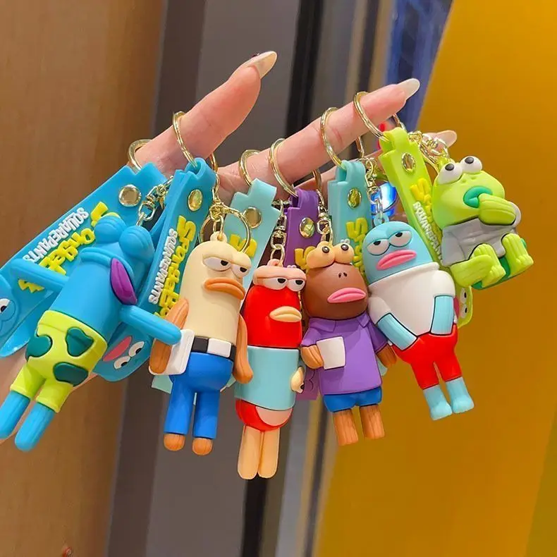 SpongeBob Bikini Bottom residents 3D character keychain Work Fish Cartoon style Sardine pendant Colorful Collection toys Gifts