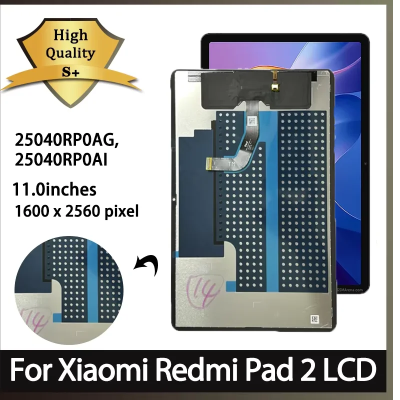 

11 "тесторонний ЖК-дисплей для Xiaomi Redmi Pad 2 25040RP0AG, 25040RP0AI, дигитайзер сенсорного экрана, стеклянная панель в сборе