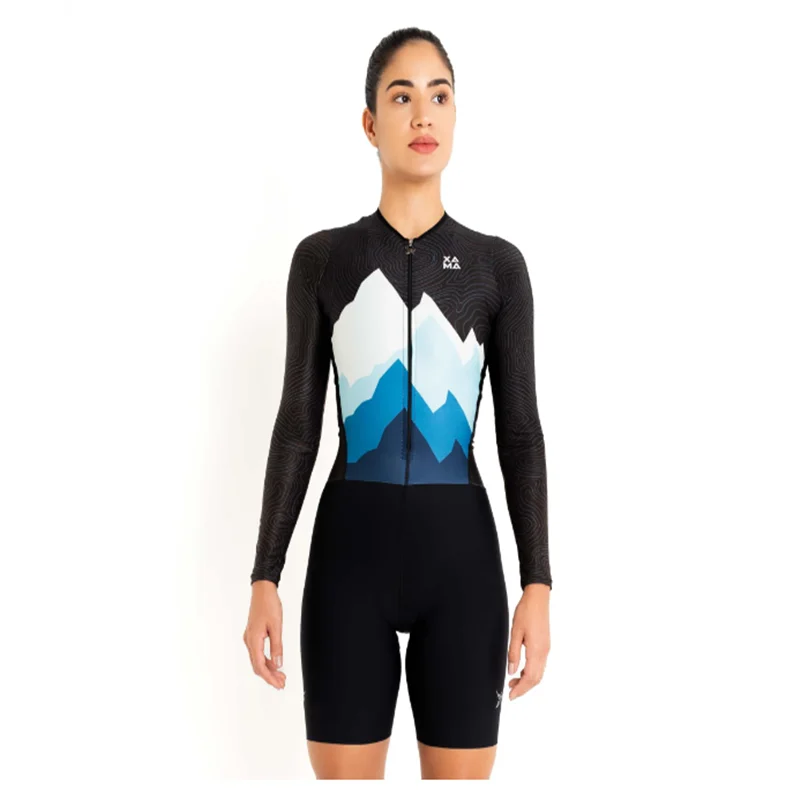 XAMA Women's Little Monkey Suit Training Cycling Suit Cycling Race Summer Long Sleeve Suit GEL Sport