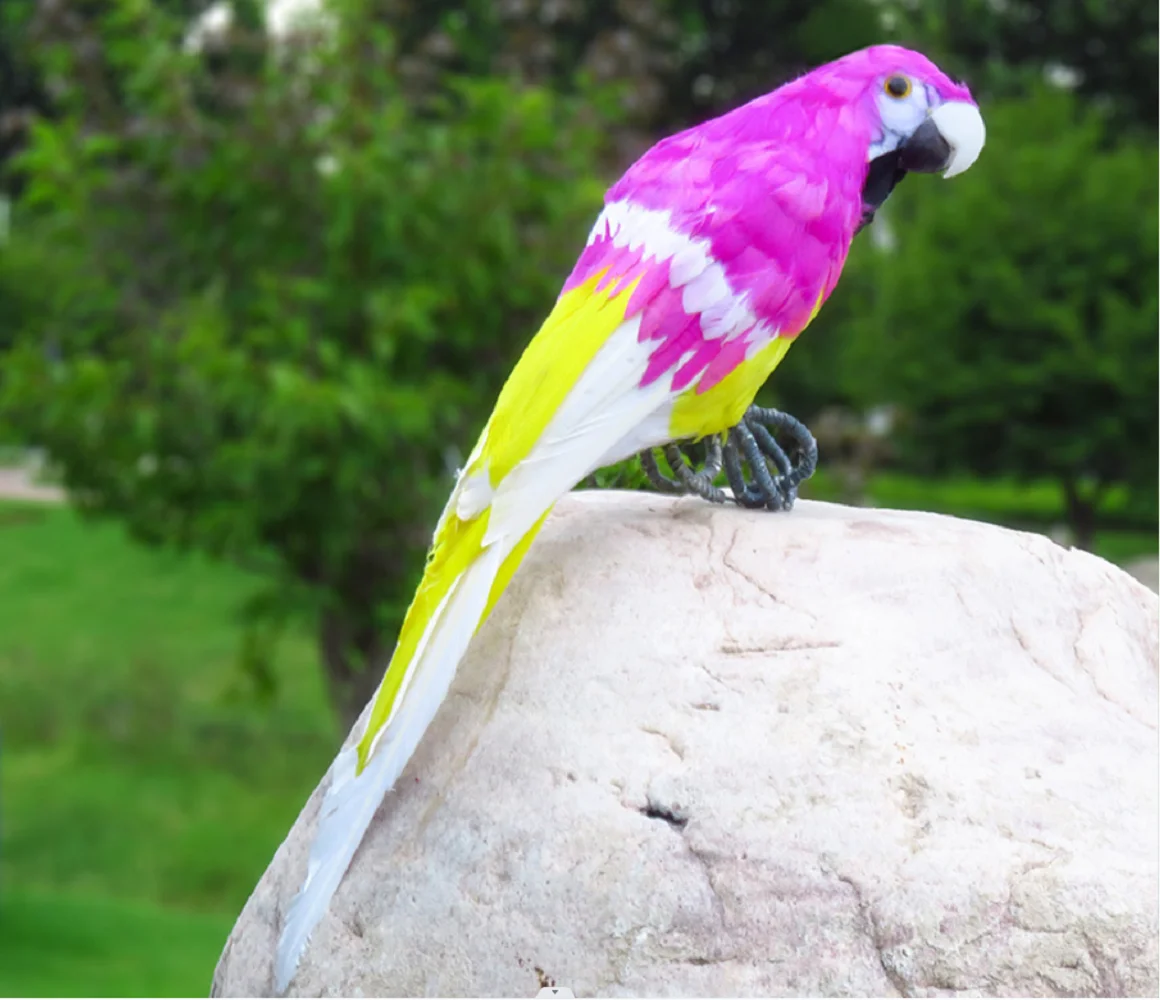 

cute hot pink simulation parrot model foam&feather turned bird doll gift about 42cm