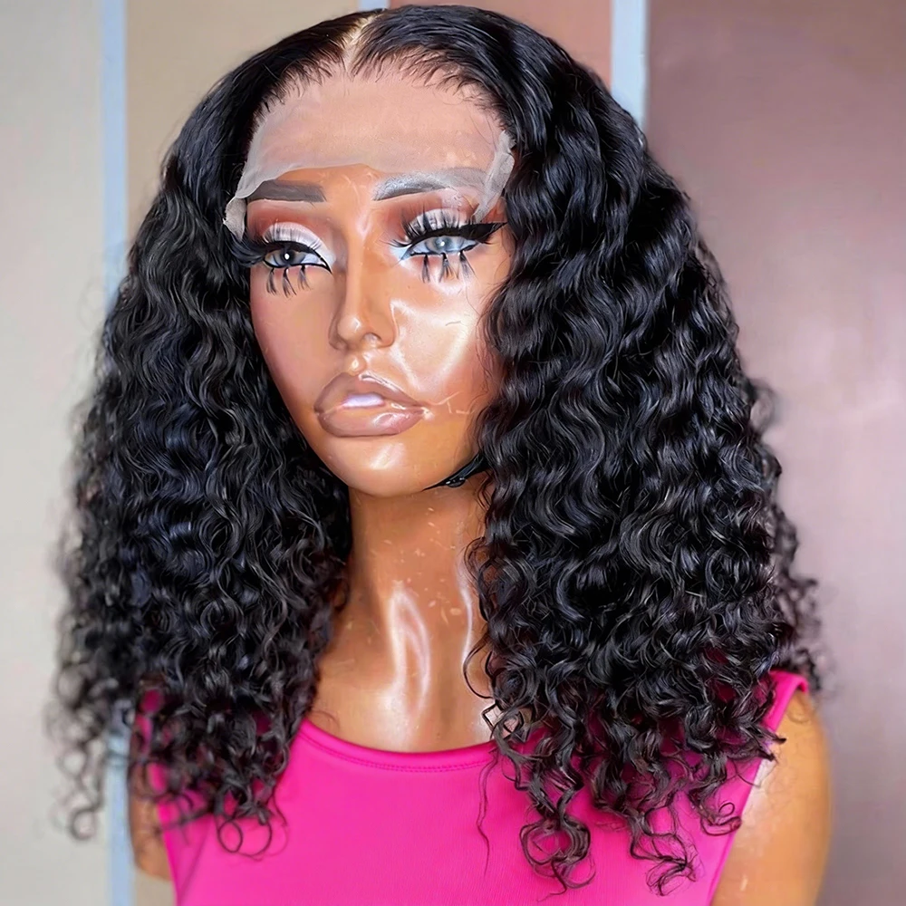 

Парик-боб с плотностью 300%, короткий, с глубокими волнами, 13x4, с кружевной передней частью, из бразильских человеческих волос, 13x6 HD кружевной фронтальный парик для женщин, предварительно прорезанный