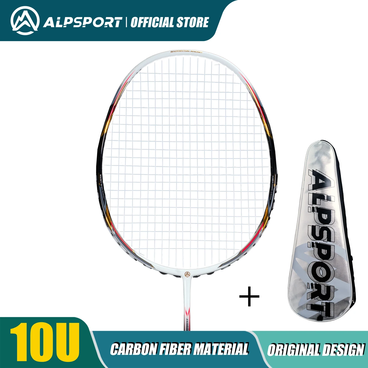 ALPSPORT AIR 10U  Ultralekki 52g T800 Rakieta do badmintona Szybkie odbicie  Importowana Maksymalnie 28 funtów 100% Pro Carbon Fibre + Rakieta tytanowa Dla średnio zaawansowanych i zaawansowanych - afbeelding 1