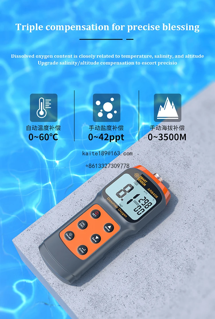 

AR8406 Portable Smart Sensor Dissolved Oxygen Meter with LCD Display