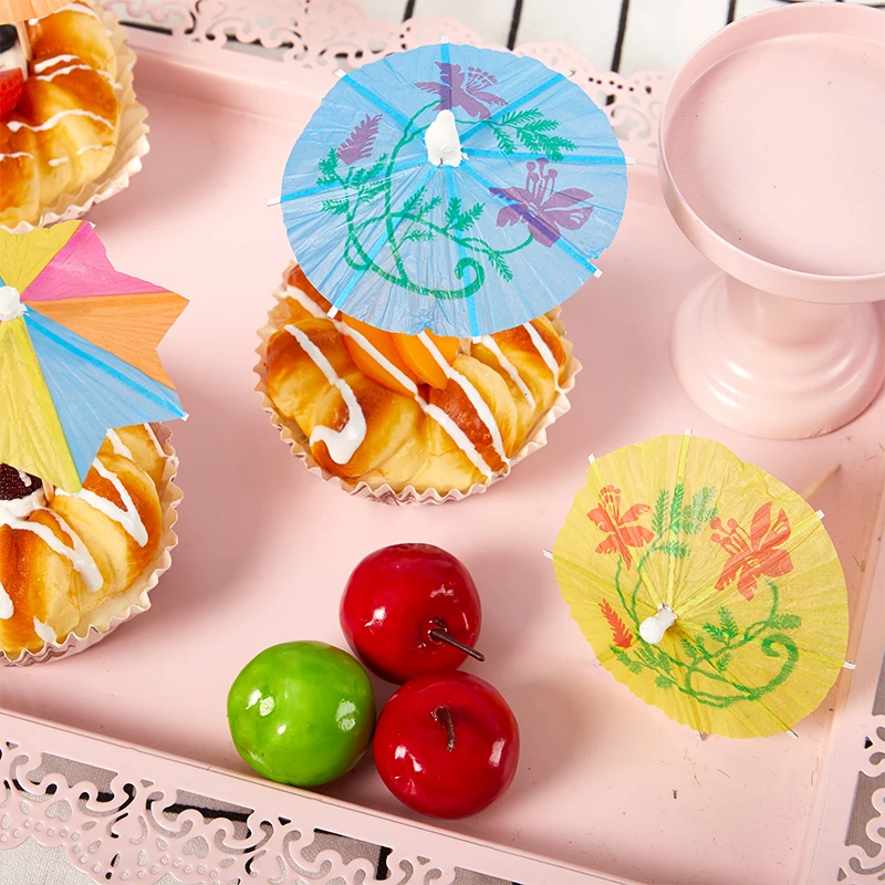 مظلة كوكاتيل ورقية صغيرة متعددة الألوان ، إكسسوارات حفلات ، مشروب ، 20-50