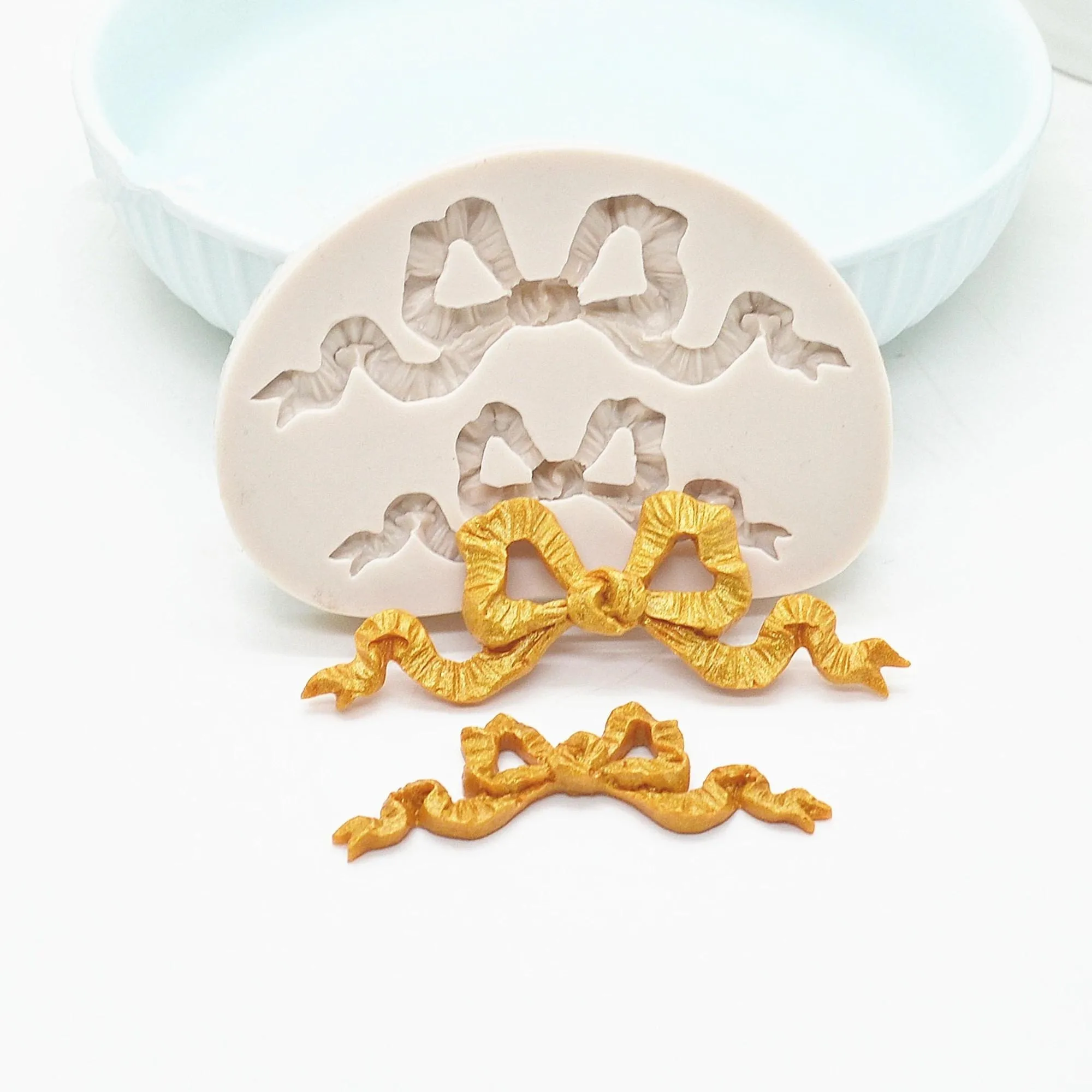 Moldes de silicona con lazo de encaje, adornos para magdalenas, herramientas de decoración de tortas con fondant, artesanía de azúcar, moldes para pasta de goma de arcilla y Chocolate