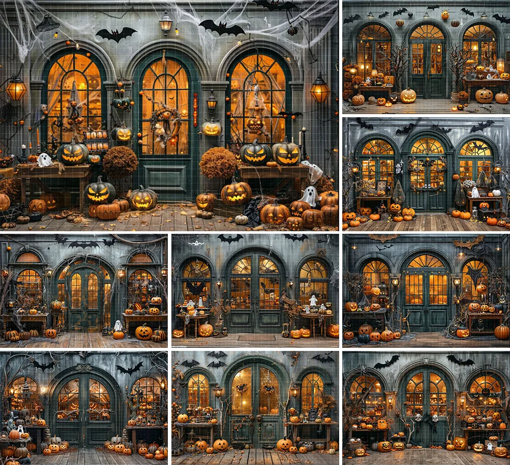 Mehofond Photography Background Halloween Spooky Pumpkin Store Trick or Treat Kids Birthday Portrait Decor Backdrop Photo Studio