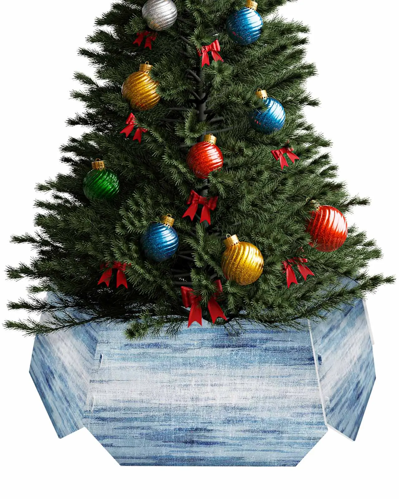 Retro Texture Gradient Christmas Tree Creative Printed stereoscopic Tree Bottom Decoration Festival Party Tree Skirt