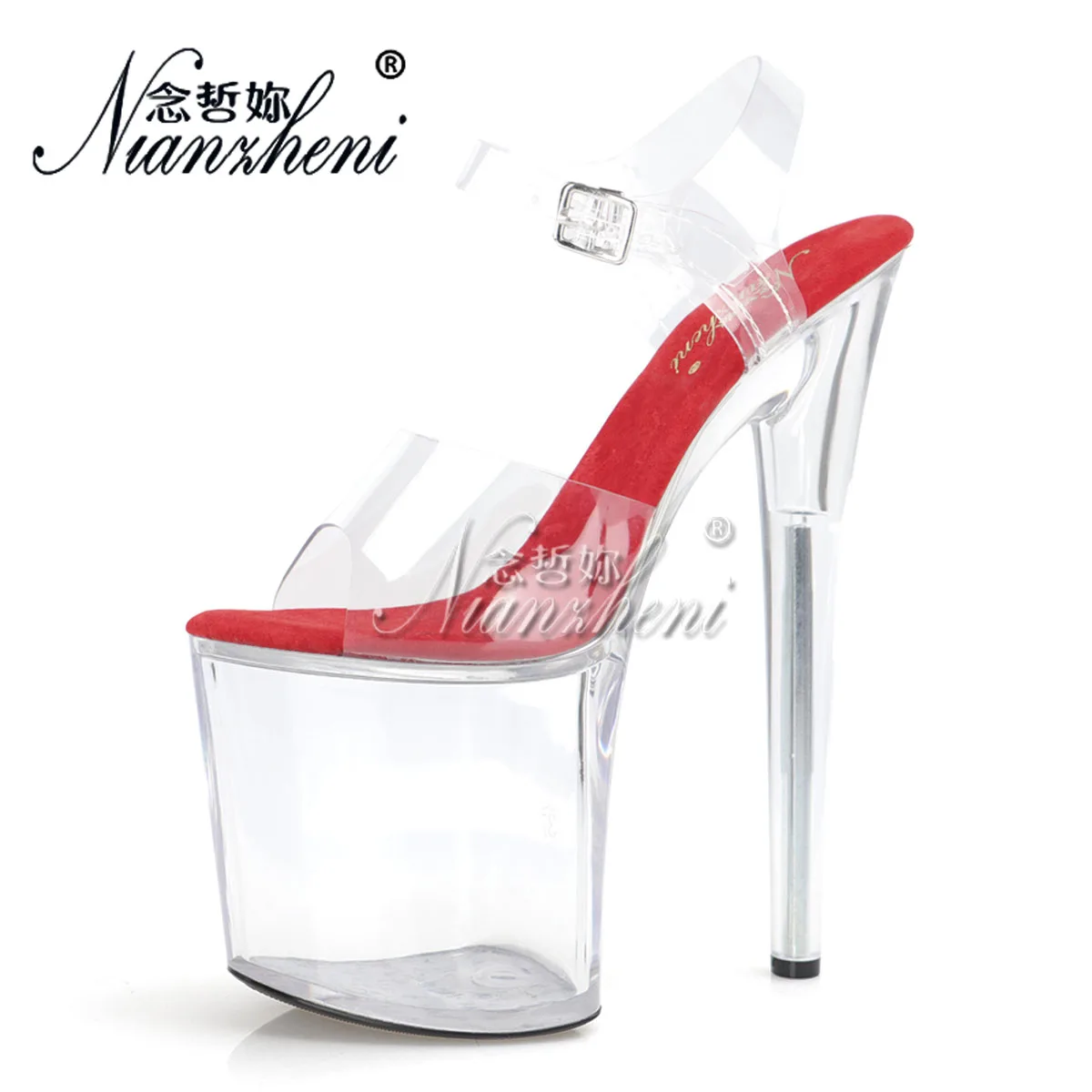 Platform Peep Toe 8Inch Rransparent Nightclub Strip Pole Dance 20cm Exotic Dancer Sexy Fetish Women Shoes Thin Heels Catwalk