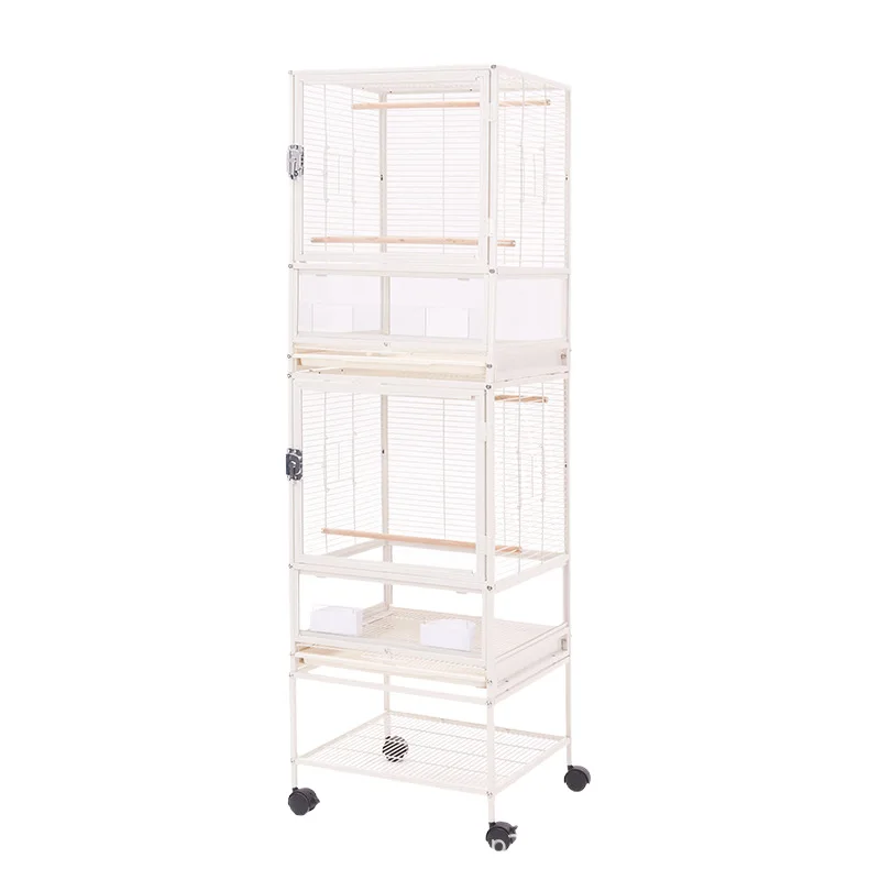 Elevated Ornamental Horizontal Silk Double-layer Bird Cage Parrot Cage Large Xuanfeng Monk Peony Breeding Cage Luxury Villa