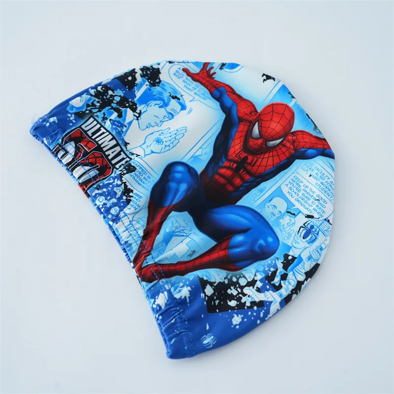 Marvel Avengers Children Swimming Hat Anime High Elastic Waterproof Fabric Diving Hat Soft Ear Protection Swimming Pool Hat Gift