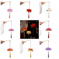 Creative LED Antique Lotus Lantern Handmade Materials Luminous Chinese Portable Lantern Portable Lotus Festival Party