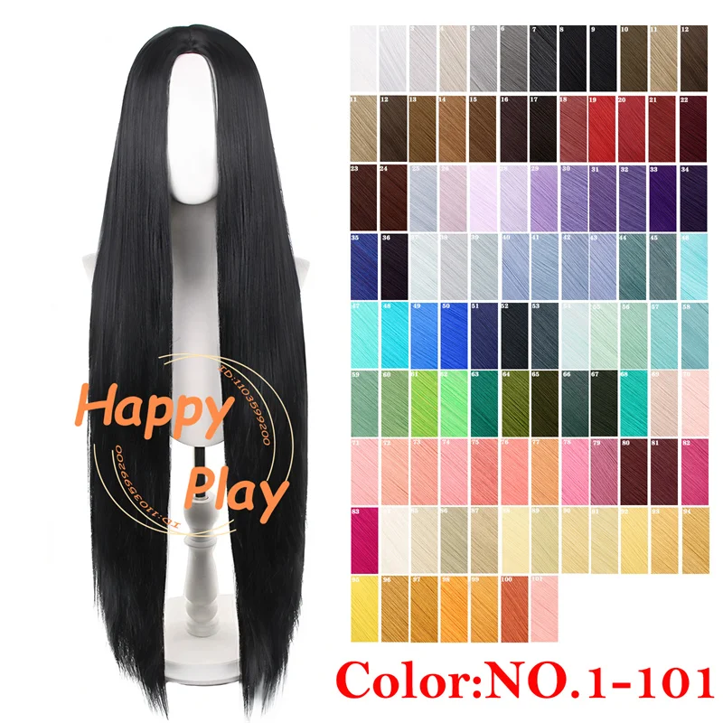 

Synthetic 101 Colors 650g 40 Inch 100cm Medium Basic Cosplay Wig Pink Purple Orange Multicolored Universal Heat Resistant Hair