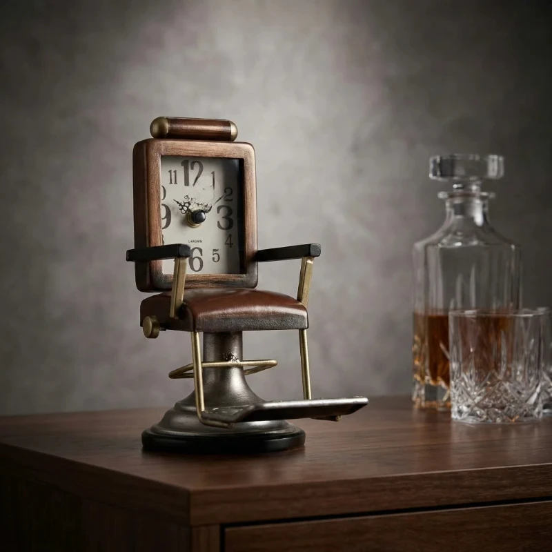 

Retro chair, clock premium sense niche living room TV cabinet desktop decoration