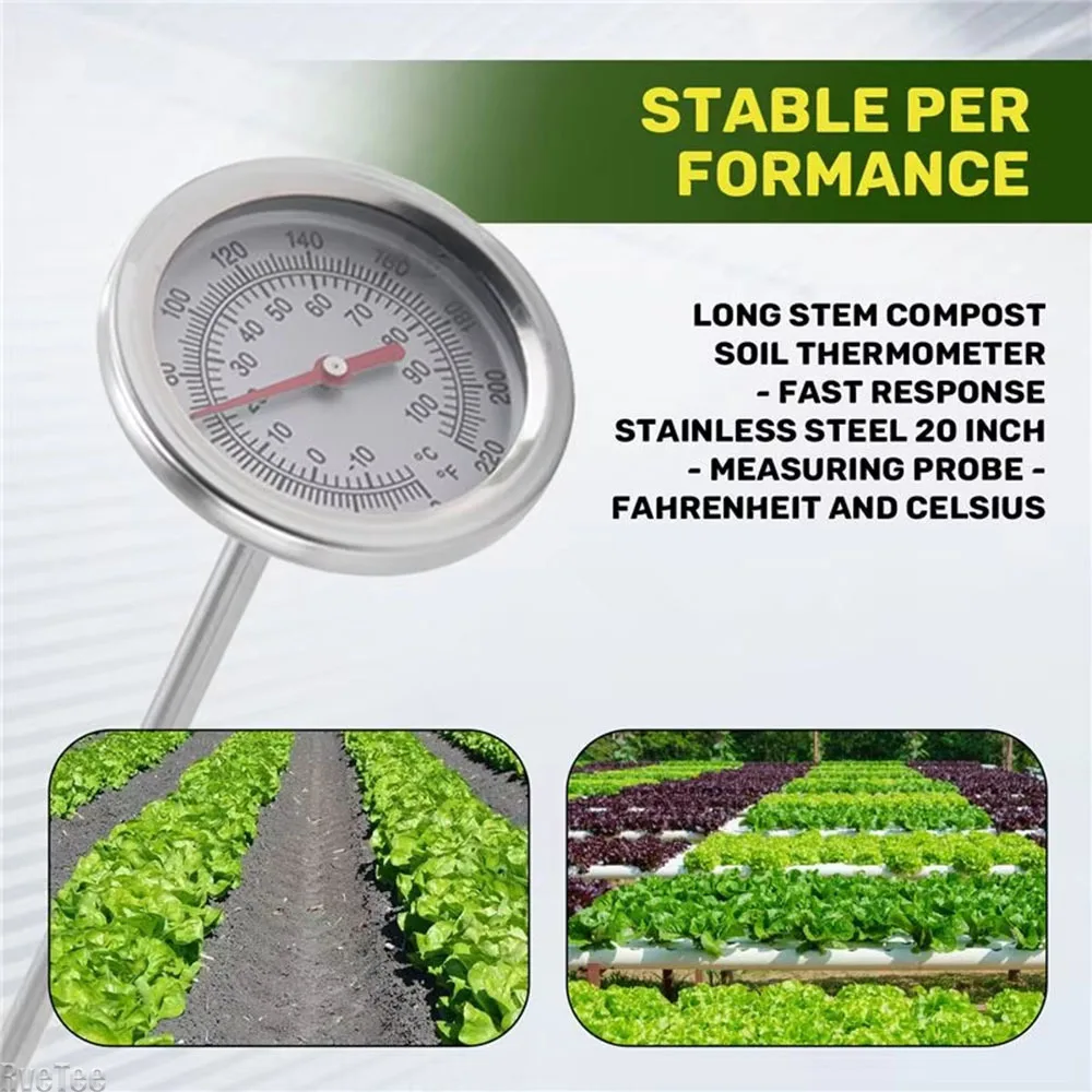 

Compost Soil Thermometer 20 Inch 50 Cm Length Premium Food Grade Stainless Steel Measuring Probe Detector