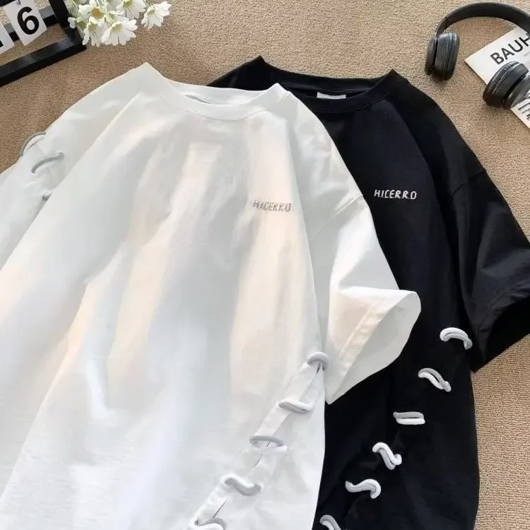 

Embroidered men's short-sleeved T-shirt high street European street fashion brand t-shirt American heavy trend loose summer top