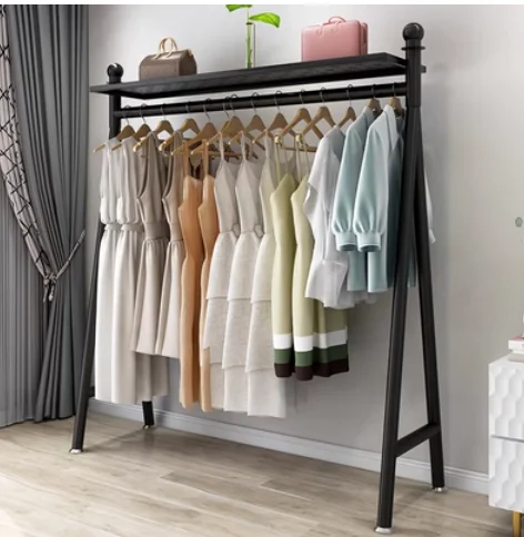 Clothes drying rack floor folding household simple horizontal bar clothes and hat rack drying shoes bag storage rack