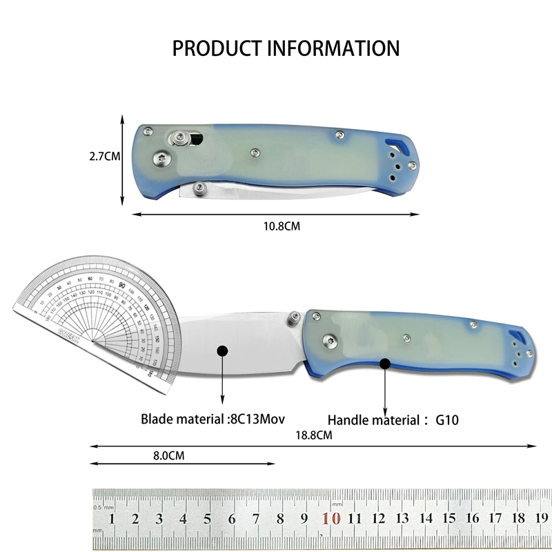 Hot selling 535 high-quality G10 handle hunting 8C13Motor blade outdoor camping folding knife