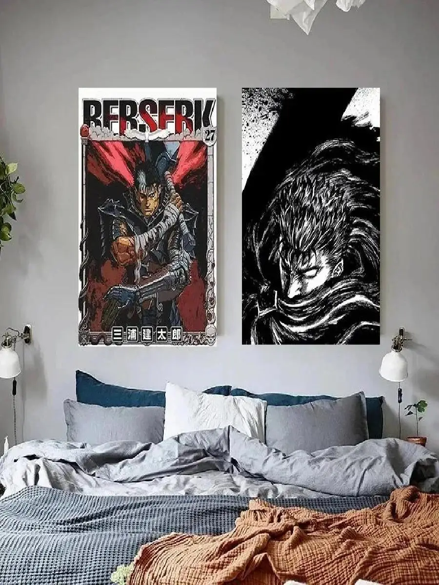 Berserk Art Poster  Japanese Classic Cartoon Anime Canvas Painting Print Picture Artwork for Salon Cafe Bedroom Wall Decor  Perf