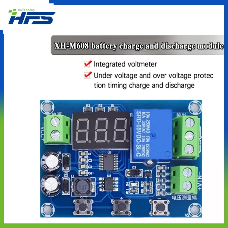 

XH-M608 Battery Charge Discharge Module DC6-40V Integrated Voltmeter Undervoltage Overvoltage Protection Timing Discharge Board