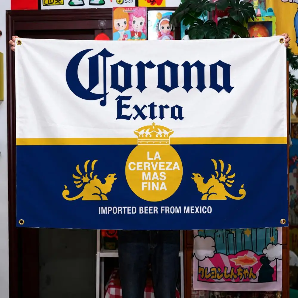 Brand Corona Extra Mexican Lager Beer Flags Wall Hanging Background Flag Wall Decor Banners for Outdoor Bedroom Dorm Room Decor