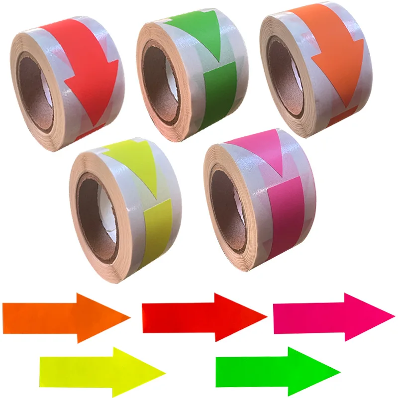 5Rolls/Pack Arrow Indicate Sticker Fluorescent Color Packaging Label Gift Envelopes Sealing Stickers Package Supplies