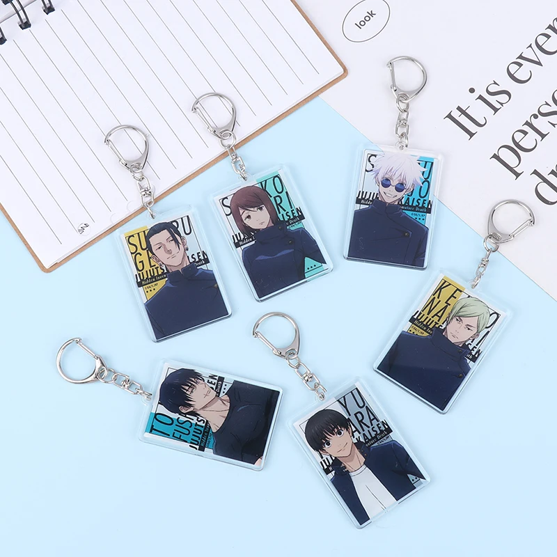 Jujutsu Kaisen Anime Figures Gojo Satoru Geto Suguru Cosplay Acrylic Key Chains Fushiguro Toji Character Keyring Decor Pendant