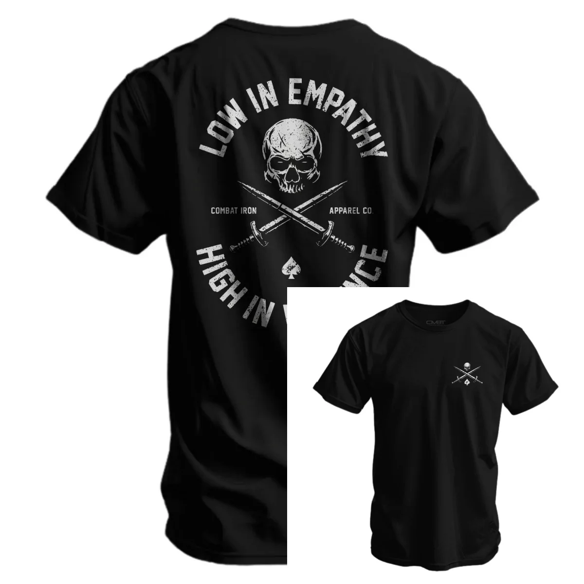 Low in Empathy High in Violence Herren-T-Shirt – Combat Iron Military T-Shirt – Geeignet für Sportbekleidung aus reiner Baumwolle