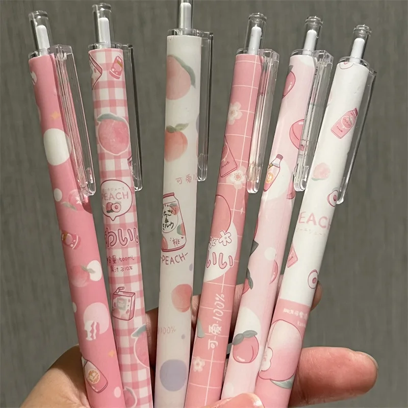 

6pcs/set Cartoon Ballpoint Pen 0.5mm Writing Gel Pens Press Type Rollerball Pen Learning Office Supplies