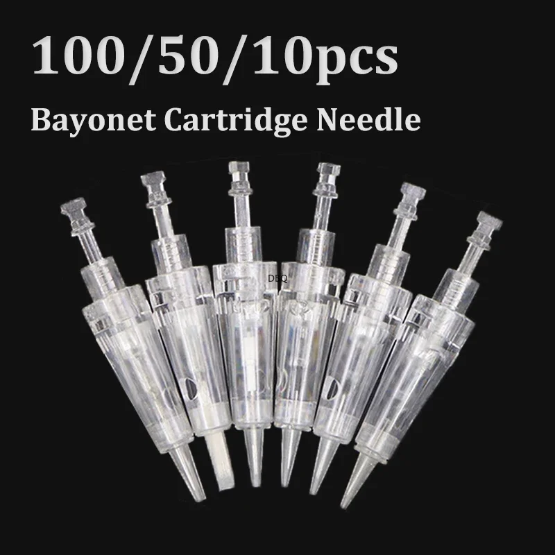 Aguja de cartucho de bayoneta para máquina de tatuaje, maquillaje permanente para Drpen Mym Pen, 100/50/10 piezas, 1D/1R/2R/3R/3F/5R/5F/7R/7F