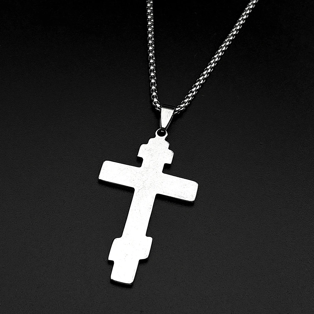 Eastern Orthodox IC XC Jesus Crucifix Cross Pendant Necklace for Women Men Gold Color Stainless Steel Baptism Chain Jewelry