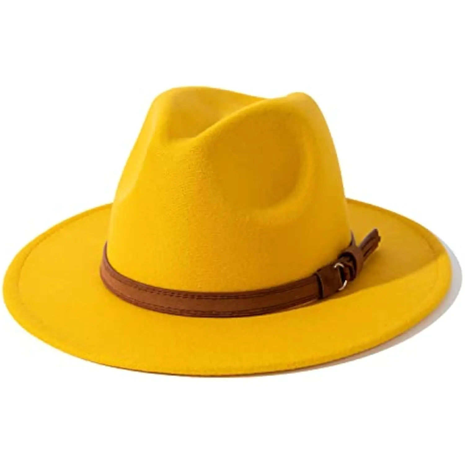 Mistdawn Men & Women Vintage Wide Brim Fedora Hat Classic Belt Buckle Decor Inner Breathable Sweatband Ideal for Travel & Daily