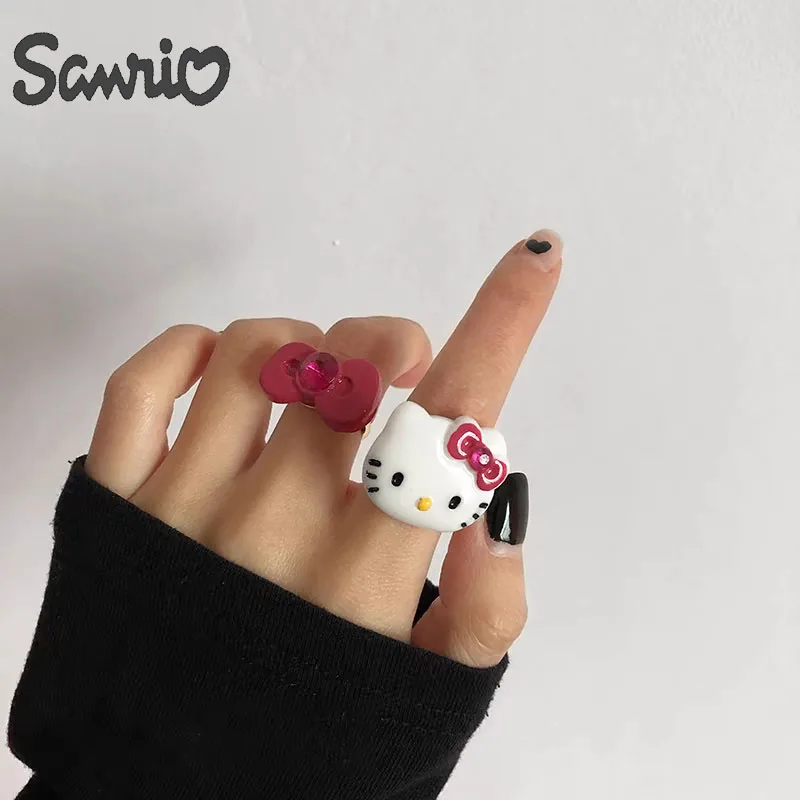 Kawaii Sanrio Hello Kitty Anime Children Toys Rings Cute Women Cosplay Accessories Adjustable Women Ring Girls Birthday Gifts