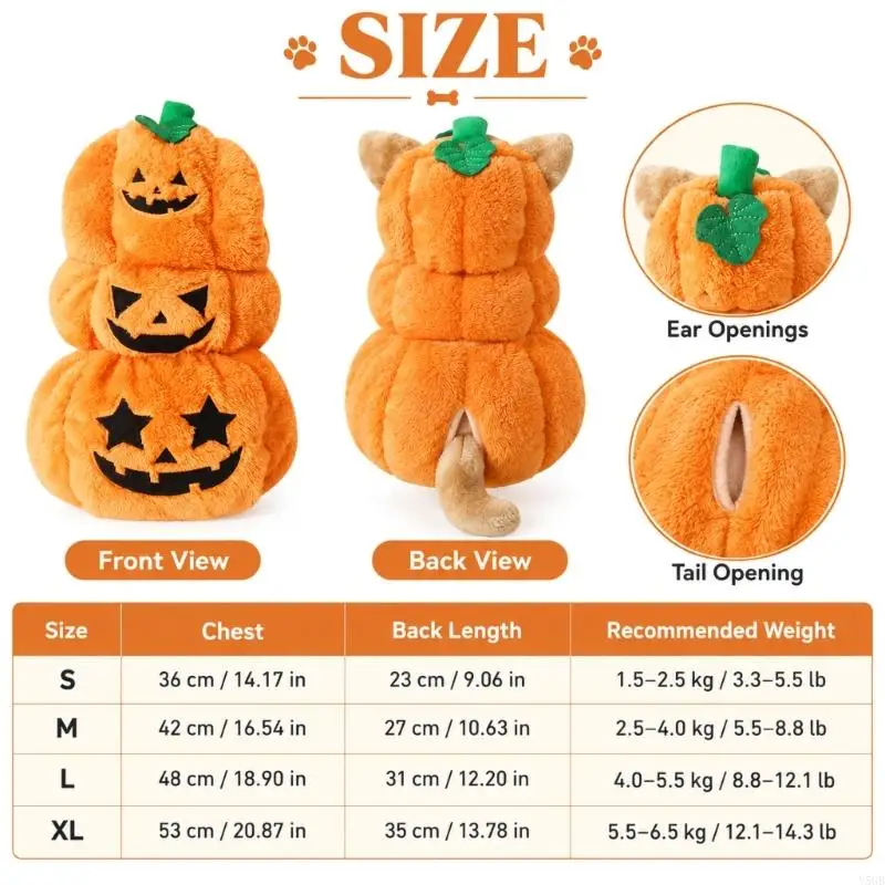 3D Harvest Pet Costume with Padded Three-Layer Form, Touch-Fastening Chest Panel, and No Pull-Over Entry for Outings Y5GB