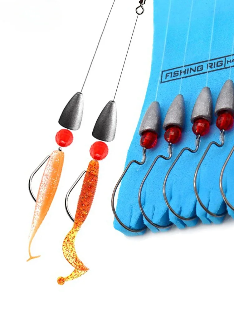 Bait finished line set bass Mandarin fish T tail soft bait bait crank hook bullet lead