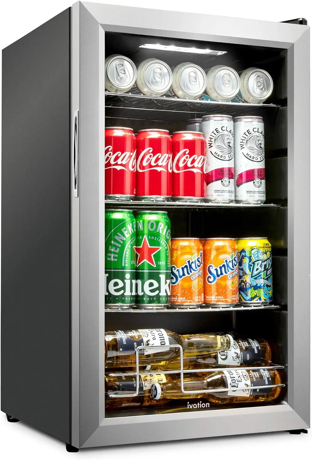 101 Can Beverage Refrigerator | Freestanding Ultra Cool Mini Drink Fridge | Beer, Cocktails, Soda, Juice Cooler for Home