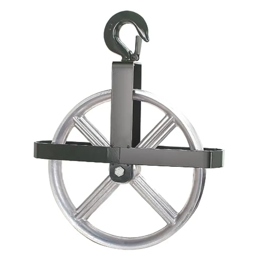

POPMOON Scaffold Hoist Pulley 12" Scaffolding Wheels Aluminum Pulley Wheel 1000lbs Ladder Hooks Pulleys for Lifting with Rope
