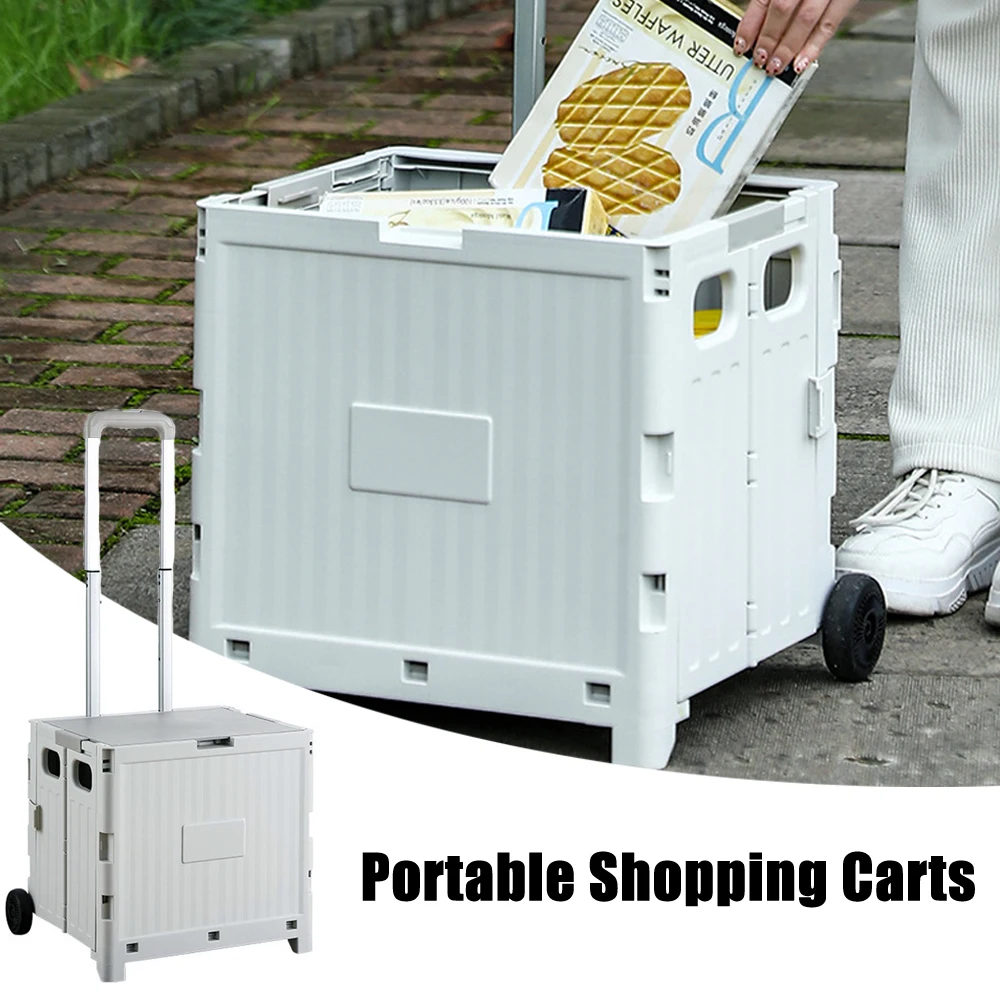 Carros de compras portátiles plegables para exteriores, carrito de Picnic para acampar, cesta de verduras, varilla de tracción, carrito de compras trasero