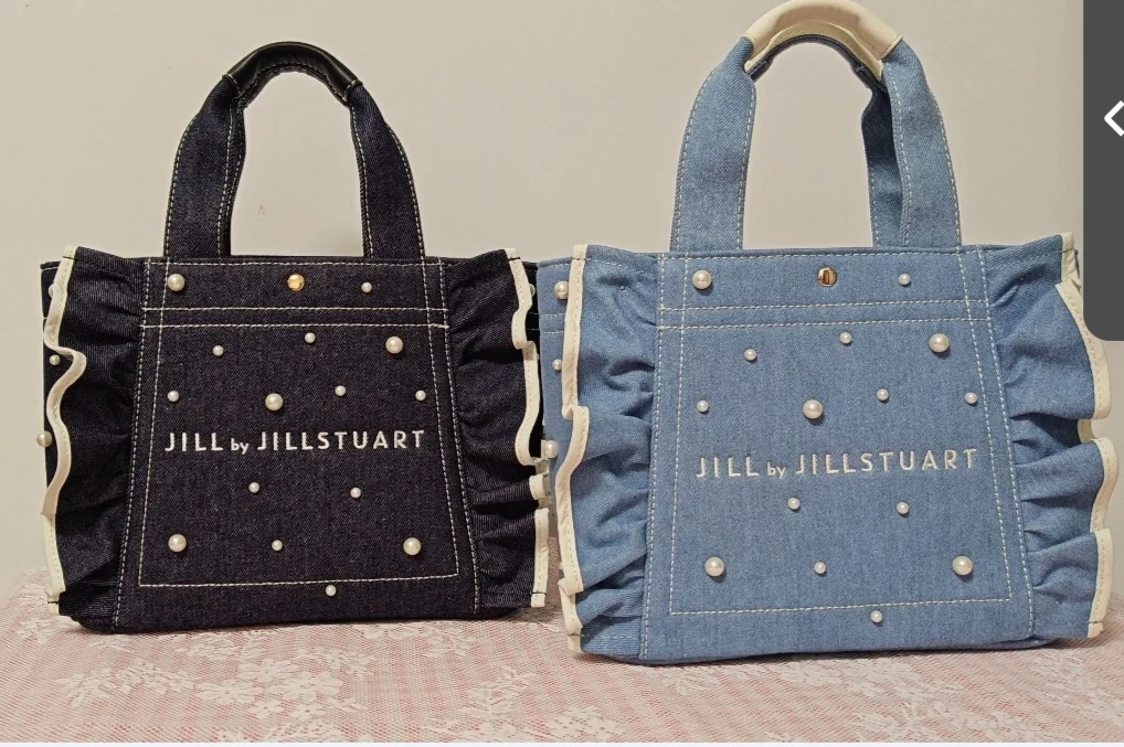 

Japanese Sweet Cute Women's Bags Lolita Lotus Leaf Edge Diamond Pearl Ladies Bags Cool Girl Denim Bag Daily Commute Out Handbag