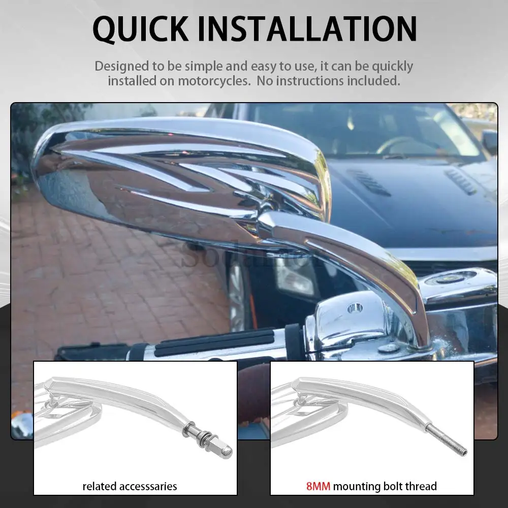 Motorcycle Accessories 1Pair 360° Adjustable Side Mirrors Aluminum Chrome For Harley Roadster XL1200CX 1984-1985 2016-2020