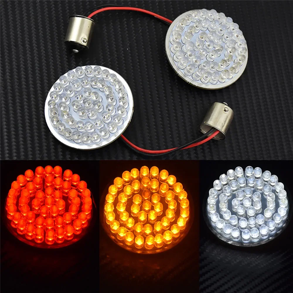 Motorcycle 1156 1157 2'' Bullet Style Turn Signal Indicator LED Inserts Panel Light For Harley Sportster XL Touring Dyna Softail