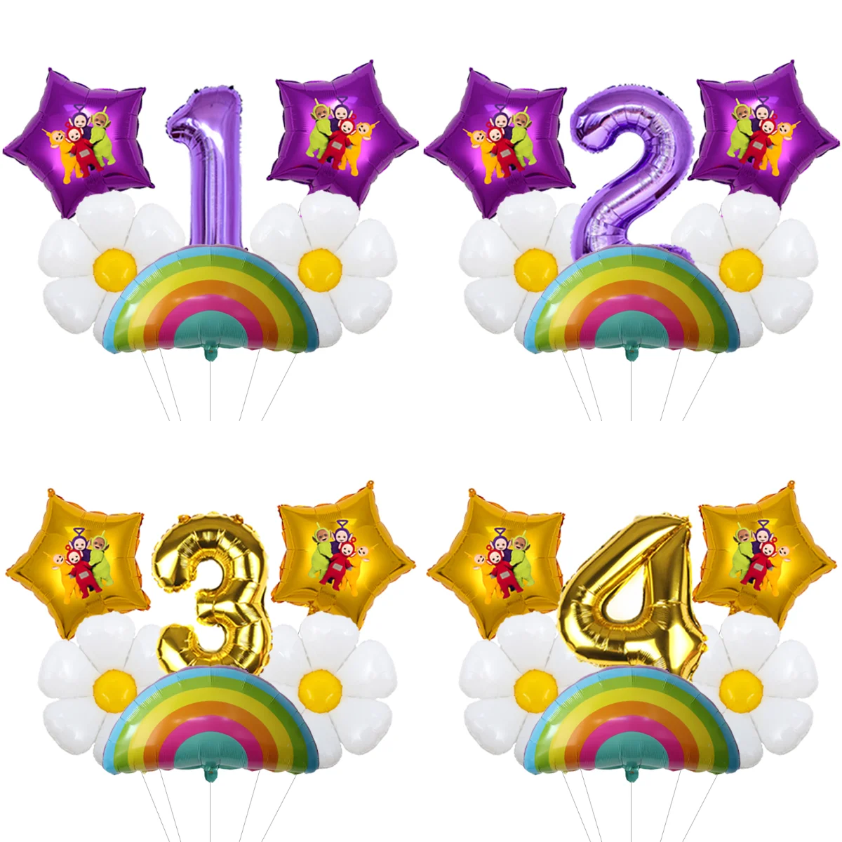 Teletubbies Balloon Set For Baby 1st Birthday Party Decor Foil Character Latex Globos Toddler One Year Old Celebration Supplies